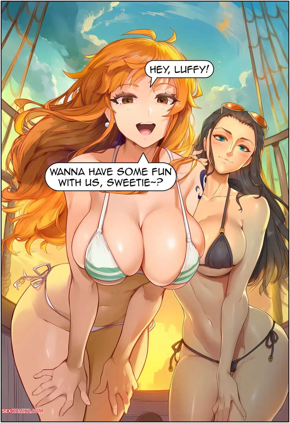 Porn comic Boa Hancock, Monkey D. Luffy, Nami And Nico Robin. AKSN