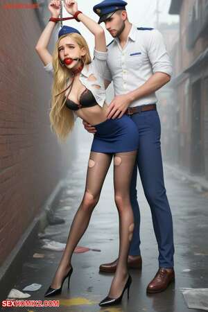 Porn comic Bondage Stewardess Blonde Hat. AI Generated