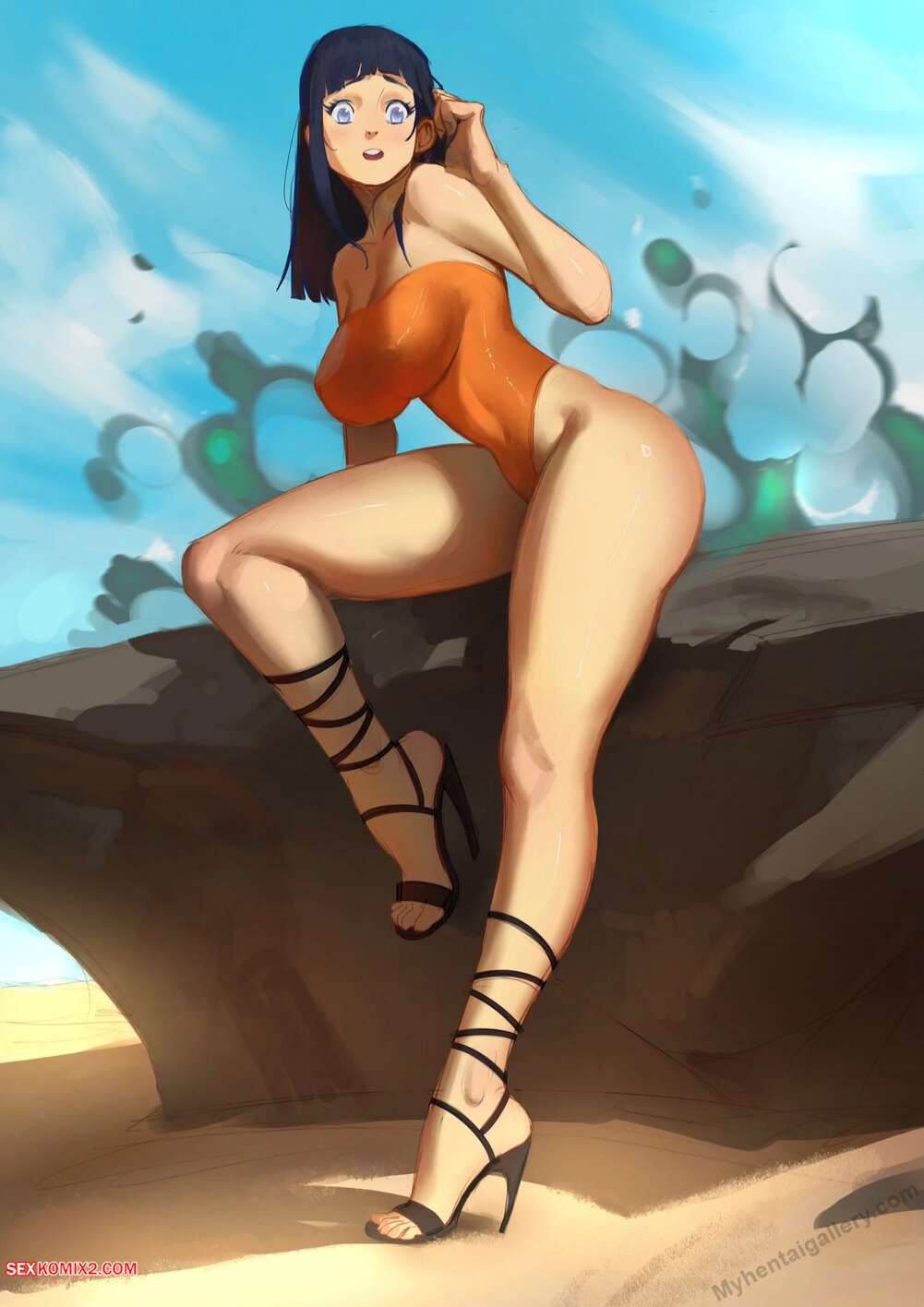 Porn comic Hinata at the Beach. Naruto. Succububell