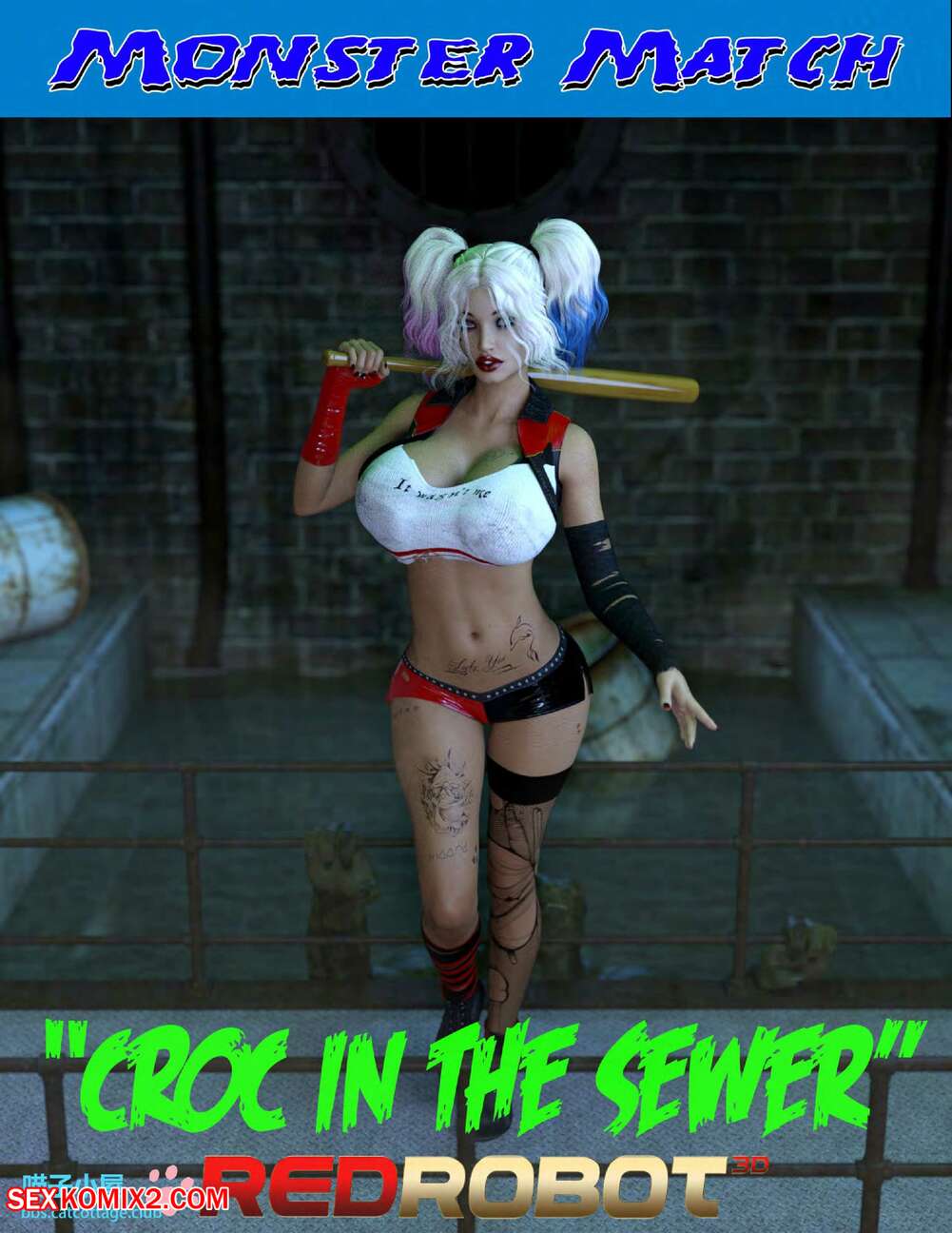 Porn comic Monster Match Croc in the Sewer. RedRobot3D.