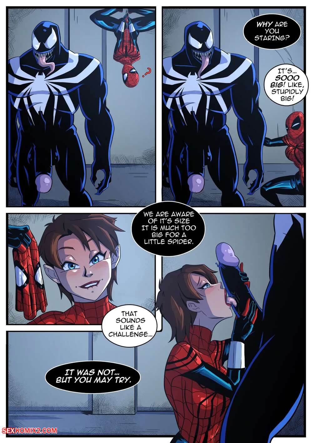 Porn comic Spidergirl x Venom. Spider Man. Wacum