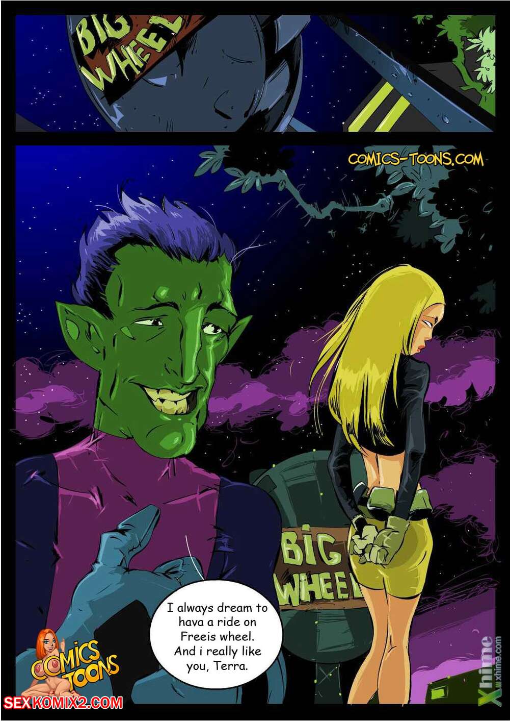 Porn comic Terra and Beast Boy. Teen Titans. Okunev.