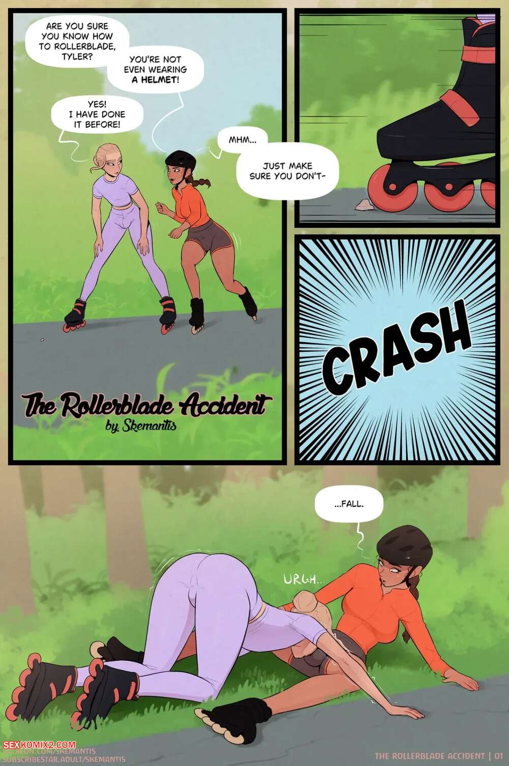 Porn comic The Rollerblade Accident. Skemantis
